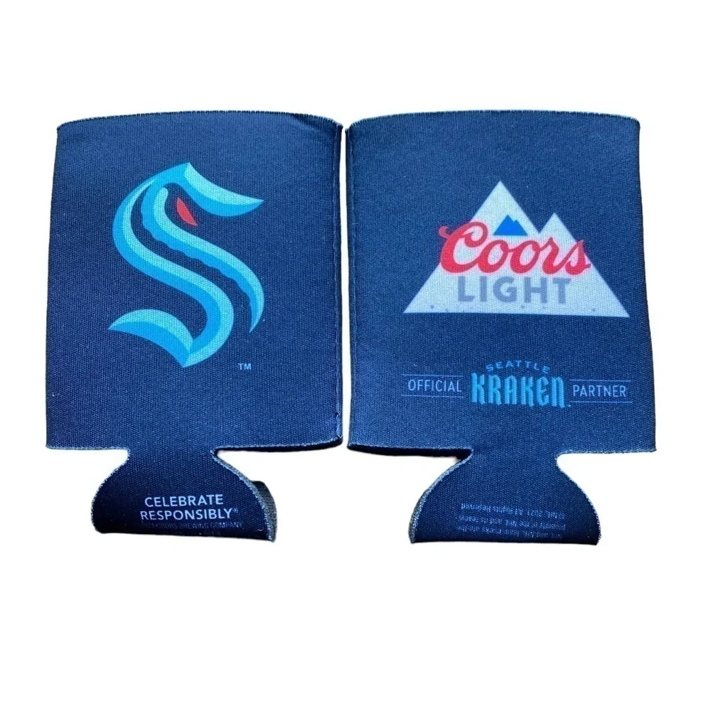 Seattle Kraken Hockey Coors Light Beer Koozie Insulated Can Cooler